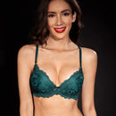 Sujetador Con Almohadillas Y Encaje Floral Para Realzar El Busto, Lenceria