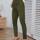 Pantalones casuales de traje negro de cintura alta para mujer con ajuste cenido y piernas anchas de 7-9cm