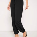 LUNE Pantalones de cintura con volante de cintura con nudo