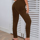 Pantalones casuales de traje negro de cintura alta para mujer con ajuste cenido y piernas anchas de 7-9cm