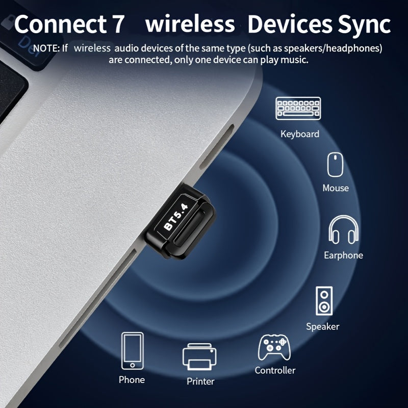 Adaptador inalámbrico 5.4BT, enchufa y juega, computadora de escritorio USB, portátil, auriculares externos inalámbricos, receptor de sonido