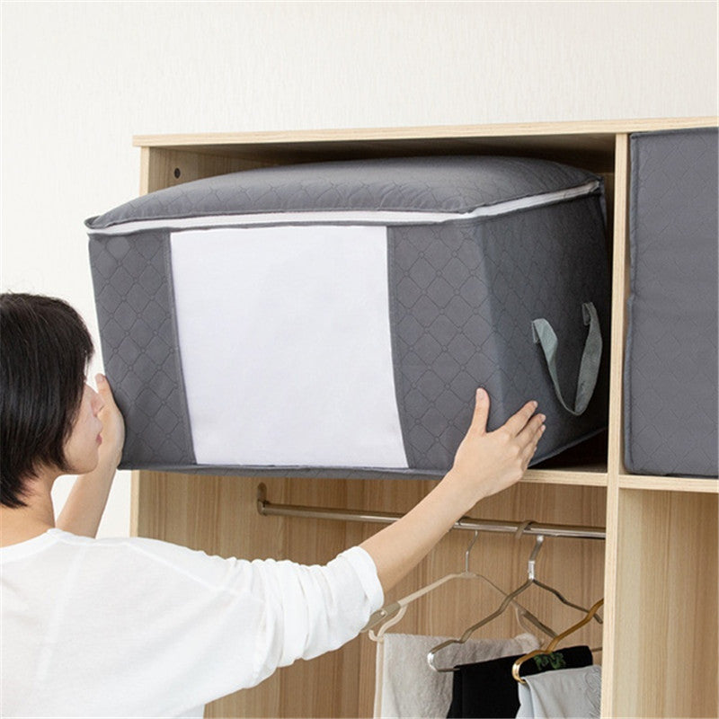 1 Bolsa De Almacenamiento Grande Organizador De Ropa Con Asa Reforzada, Contenedores De Almacenamiento Para Ropa De Cama, Edredones, Ropa, Armario, Ventana Transparente, Cremalleras Resistentes
