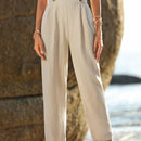 VCAY Pantalones de talle alto con fruncido