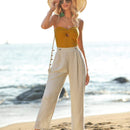 VCAY Pantalones de talle alto con fruncido