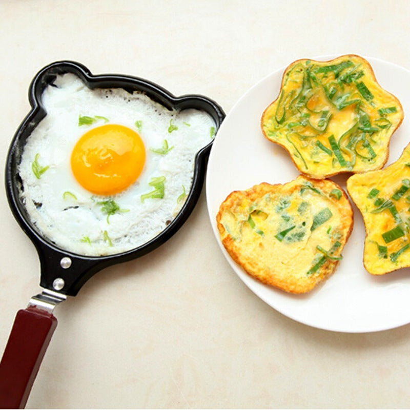 1pc Olla para freír huevos, Mini olla para freír huevos para el desayuno, Olla para freír huevos de dibujos animados de variedades variadas, Olla para huevos antiadherente en forma de corazón, Sartenes para tortillas de varias formas, Utensilios de cocin