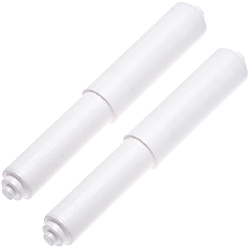 2 piezas de soporte ajustable para papel higiénico blanco con resorte - Rodillo de plástico duradero de reemplazo, fácil instalación para deslizamiento suave, mecanismo con resorte, soporte para rollo de papel higiénico