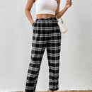 Essnce pantalones con estampado de cuadros con bolsillo oblicuo