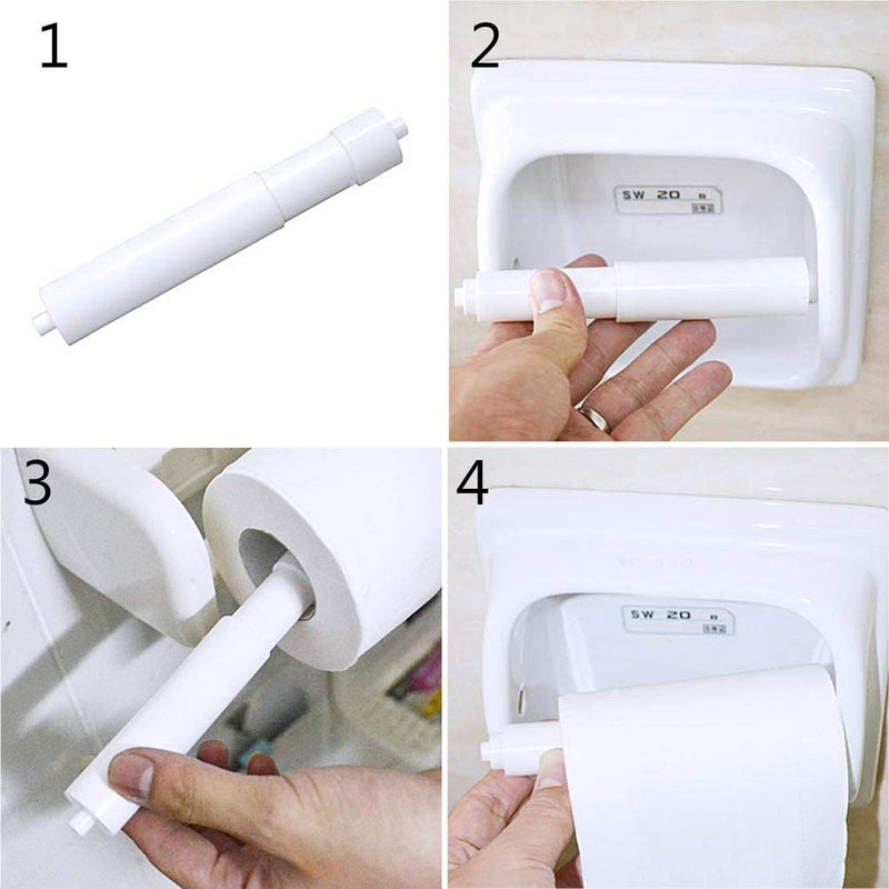 2 Piezas, Rodillo De Soporte De Papel Higiénico, Reemplazo De Varilla De Papel Higiénico Ajustable Blanco Con Resorte, Diseño De Plástico Duradero