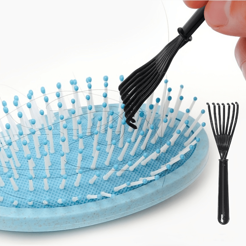 1 pza Herramienta limpiadora de cepillo para cabello, rastrillo para limpiarla suciedad en el cepillo para cabello, con mango de plástico, para el salón y el hogar