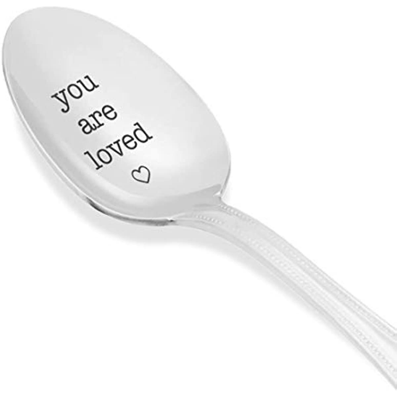 1 Pieza, Cuchara De Mesa De Té Y Café You Are Loved | Regalo Grabado Para El Día De San Valentín De Él Para Ella | Recuerdo De Cumpleaños Para Un Ser Querido | Regalo De Cereales Para Él Ella | Cucharas De Helado | Dando Gracias | Regalo De Navidad - 7 P