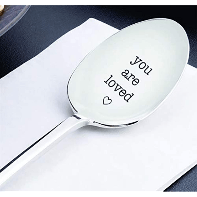 1 Pieza, Cuchara De Mesa De Té Y Café You Are Loved | Regalo Grabado Para El Día De San Valentín De Él Para Ella | Recuerdo De Cumpleaños Para Un Ser Querido | Regalo De Cereales Para Él Ella | Cucharas De Helado | Dando Gracias | Regalo De Navidad - 7 P
