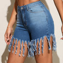 Essnce Shorts en mezclilla bajo con fleco