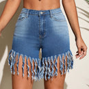 Essnce Shorts en mezclilla bajo con fleco