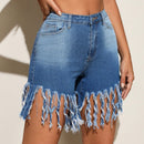 Essnce Shorts en mezclilla bajo con fleco