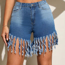 Essnce Shorts en mezclilla bajo con fleco