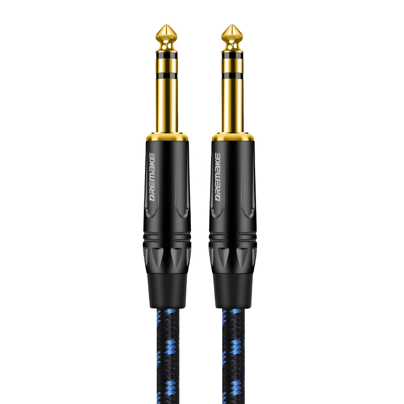 Cable de amplificador TRS de 6,35 mm/6,5 mm de 1/4 de pulgada, cable de parche de instrumento balanceado de audio estéreo recto, macho a macho, forma redonda, cable Ethernet Cat5e de categoría, para amplificador de bajo y guitarra