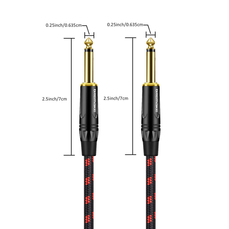 Cable Mono Dorado Jack De 6.35 MmTS 1/4'' A TS 1/4'' Macho A Macho Para Instrumentos De Guitarra Bajo Teclado Altavoz
