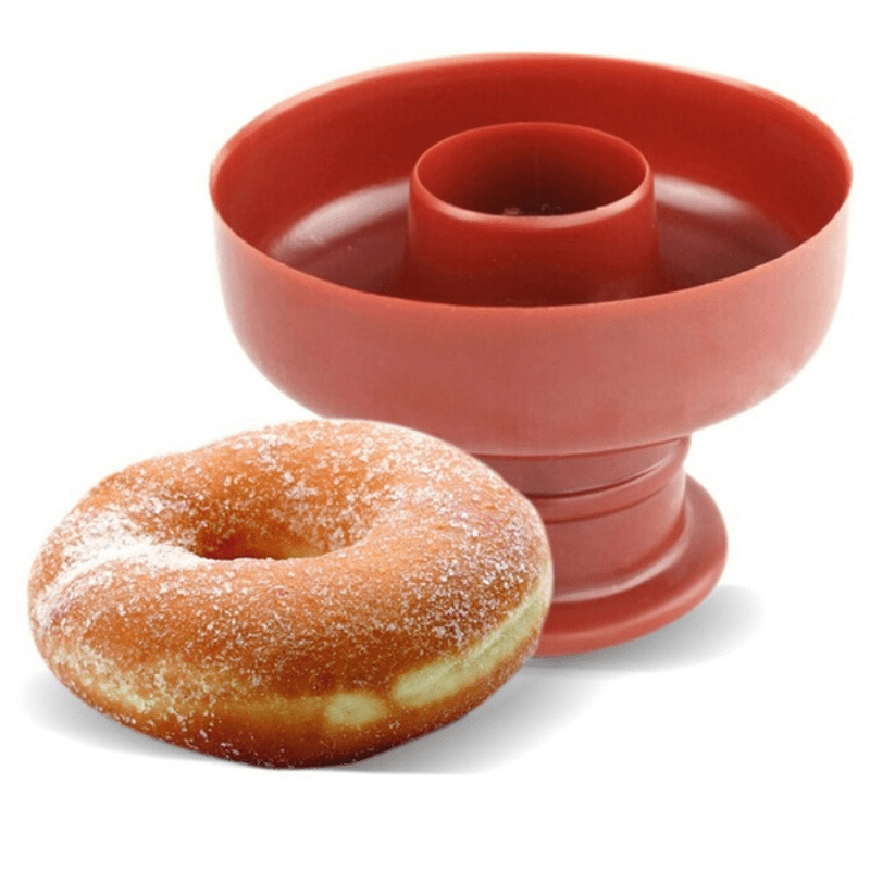 1pc Hacedor de Donas Fácil de Hacer - Molde de Dona de Plástico Rojo para Hornear y Decorar - Perfecto para Pan Casero, Postres y Más - Herramienta de Cocina Duradera y Versátil, Bandeja para Hornear Donas