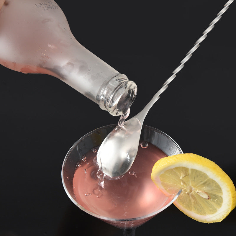 Cuchara Mezcladora de Acero Inoxidable con Mango Largo - Patrón Elegante en Espiral, Perfecta para Cócteles y Bebidas, Ideal para Bares y Restaurantes