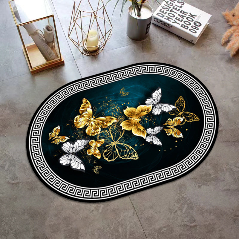 1pc Alfombra de estilo chino antideslizante y lavable, decoración de salón de lujo ligero Alfombra grande de área, poliéster 100.00% Hecha a máquina con respaldo de vinilo Pila baja Uso interior