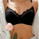 Sujetador Con Cable Interno, Detalles De Cadena Y Encaje De Pestanas Para Lenceria