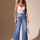 BAE Jeans desgarro de pierna ancha de talle alto