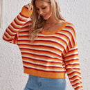 VCAY Jersey con patron de rayas de hombros caidos