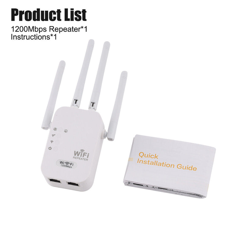 Repetidor de señal Wi-Fi inalámbrico de doble banda 2.4G/5G, 1200Mbps, amplificador de cobertura para el hogar, extensión de red y enrutador/AP