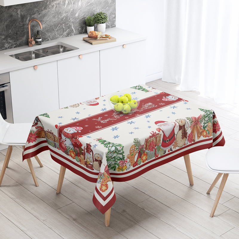 Mantel rectangular con tema navideño para reuniones en casa, ideal para decorar mesas de comedor y mesas de centro