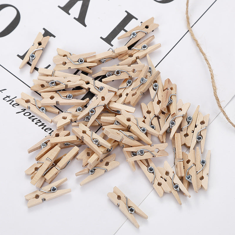 50/100 Piezas, Clips De Madera Natural, Miniclips De Fotos, Clips De Decoración Artesanal, Clips De Secado De Ropa Para Calcetines, Pinzas Para La Ropa Del Hogar, De 25mm