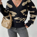 Frenchy Jersey con patron de dibujo de hombros caidos cruzado