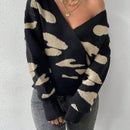 Frenchy Jersey con patron de dibujo de hombros caidos cruzado