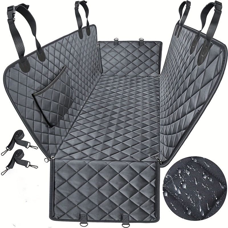 Fundas para Asientos de Perro Impermeables 600D - Hamaca Antideslizante y Resistente a Arañazos con Poliéster Suave, Ajuste Universal para Autos, Camionetas y SUVs, Protección para el Asiento Trasero