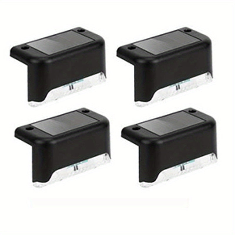 4 luces solares para exteriores, luces decorativas LED para exteriores, luces para caminos de jardín, luces para cercas al aire libre, luces solares para escalones, escaleras al aire libre, escalones, cercas, jardines, balcones, patios y caminos.
