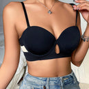 Sosten De Diseno En Contraste De Color Hueco Para Mujeres