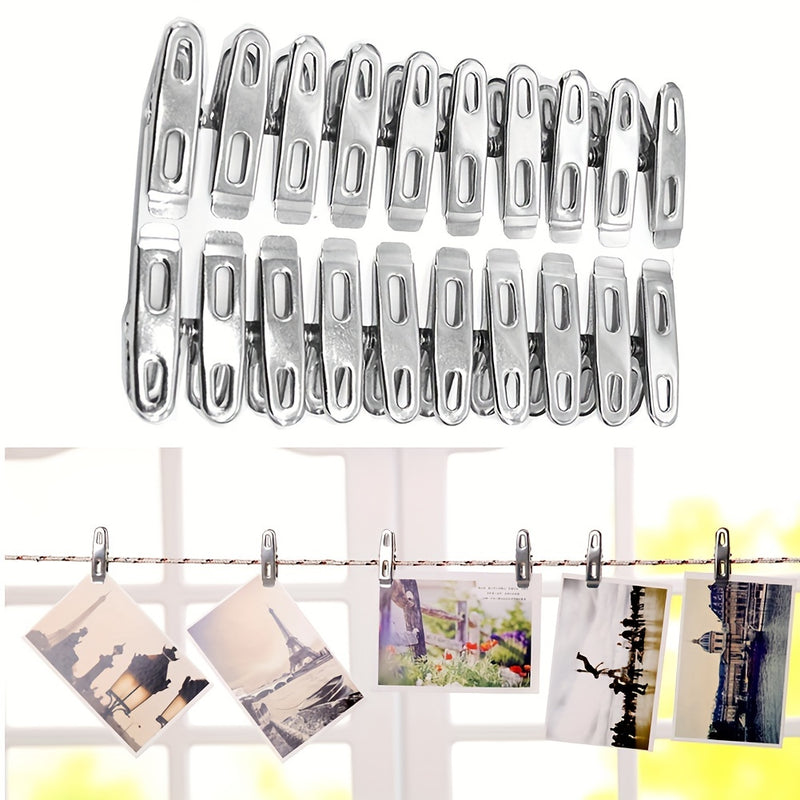 1/3/5/20/40 piezas de pinzas de ropa de acero inoxidable, clips Sanll duraderos y versátiles, pinzas de ropa resistentes, clips metálicos, ideales para ropa, calcetines, sellado de alimentos y fotos, pinzas multiusos y prácticas