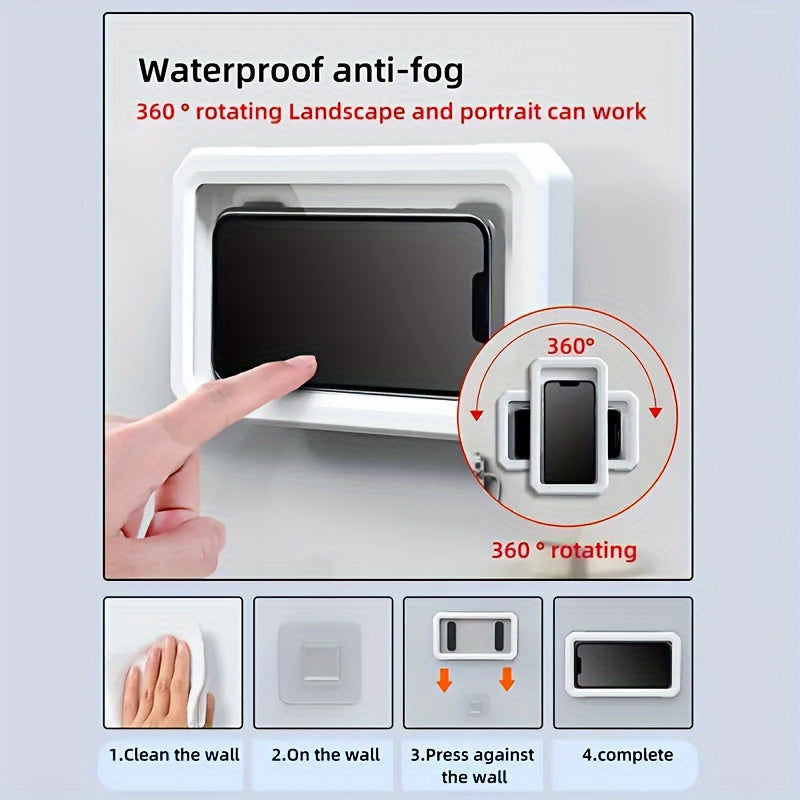 Soporte para teléfono móvil de alta calidad para ducha, antiniebla, giratorio 360°, pantalla táctil, ángulo ajustable, gancho de alta sensibilidad, material ABS para uso en baño