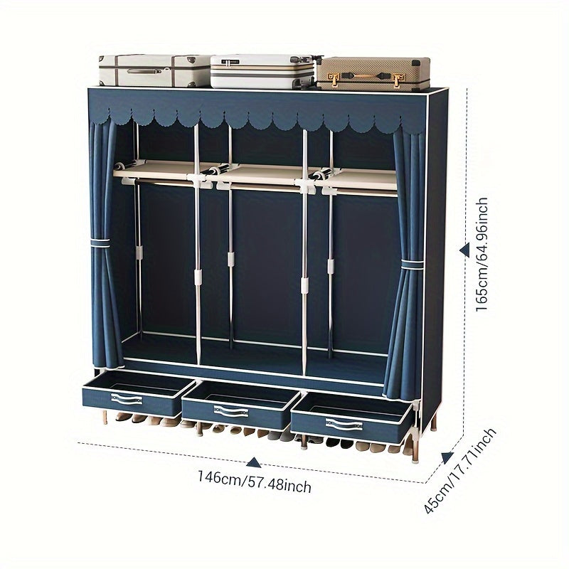 Armario Moderno de Fácil Instalación con Estructura de Acero Completa - Montaje Dual, Almacenamiento Reforzado para Abrigos y Más, Colores Mixtos