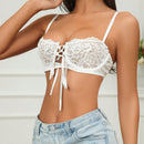 Lenceria Blanca Para Mujer Con Sosten De Encaje Y Tirantes Finos