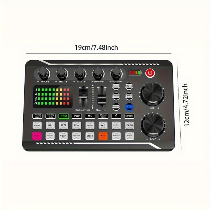ROMOSON Mezclador de Audio Profesional, Carga USB, Estudio de Podcast Todo en Uno con Efectos de DJ y Cambiador de Voz, Compatible con PC/Smartphone para Transmisión, Juegos, Batería de Litio ≤36V