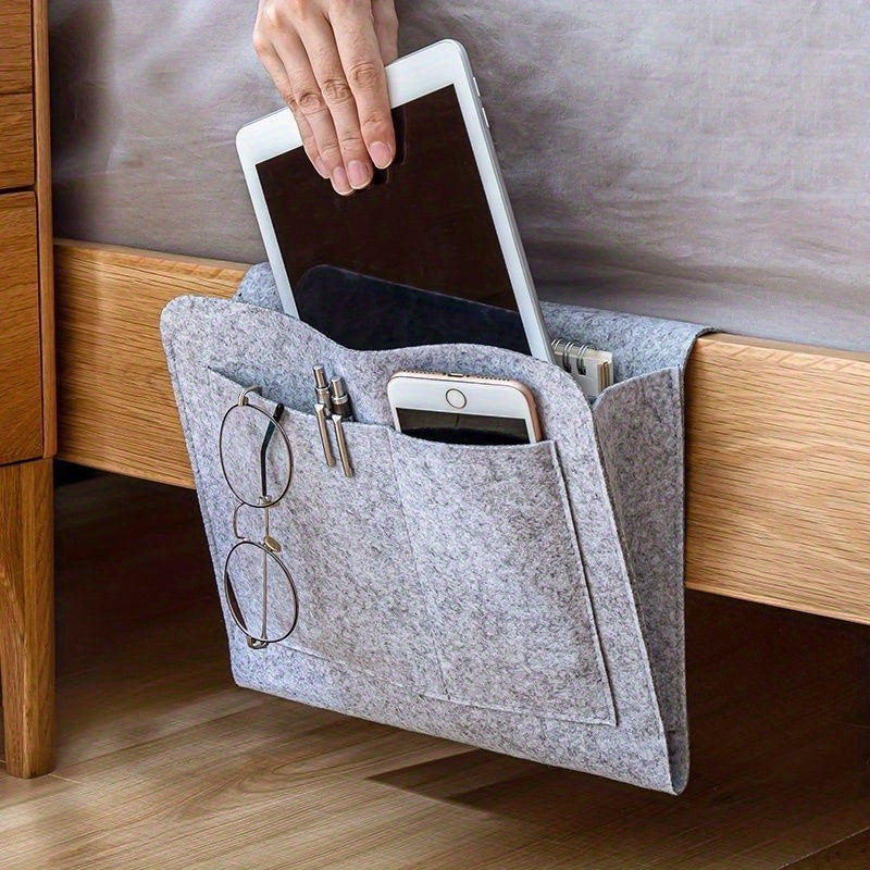 1pc Bolsa De Almacenamiento Colgante De Cabecera, Bolsa De Almacenamiento De Tejidos De Control Remoto De Teléfono Móvil, Bolsa Colgante De Almacenamiento De Libros De Cabecera, Bolsa De Almacenamiento De Artículos Diversos, Artículos Del Hogar, Accesori