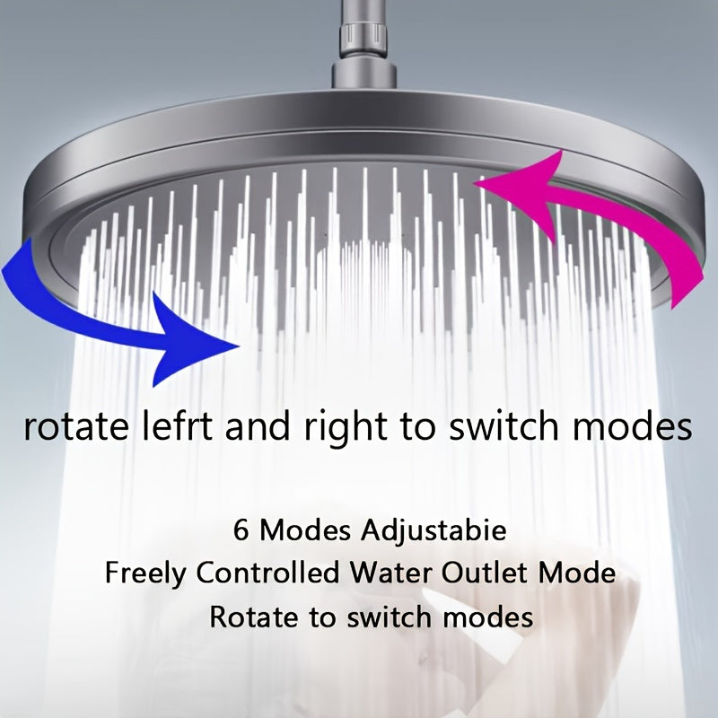 1 pza. Cabezal de ducha de alta presión ajustable, rociador superior de 6 velocidades, cabezal de ducha de mano individual presurizado, rociador de lluvia, accesorios de baño