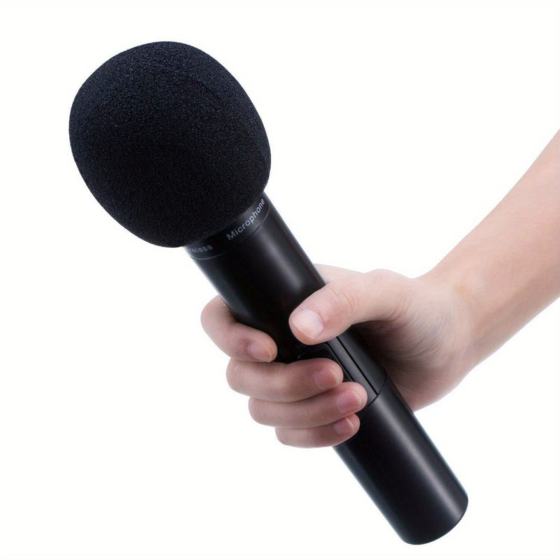 5 piezas de fundas de micrófono de espuma espesada - Ventiladores de micrófono de mano desechables y superficies de esponja, reducción de ruido para transmisión en vivo, podcasting, grabación de voz, accesorios de micrófono, esenciales para podcasting, f