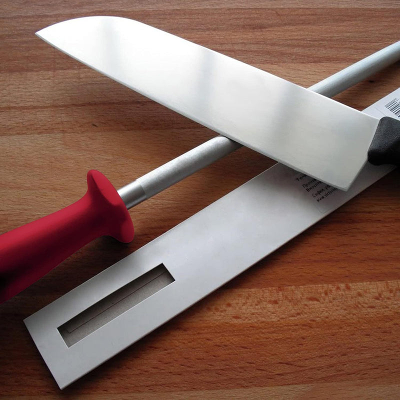 Profesional Afilador De Cuchillos De Acero Al Carbono Rojo, Rojo 30.48 Cm