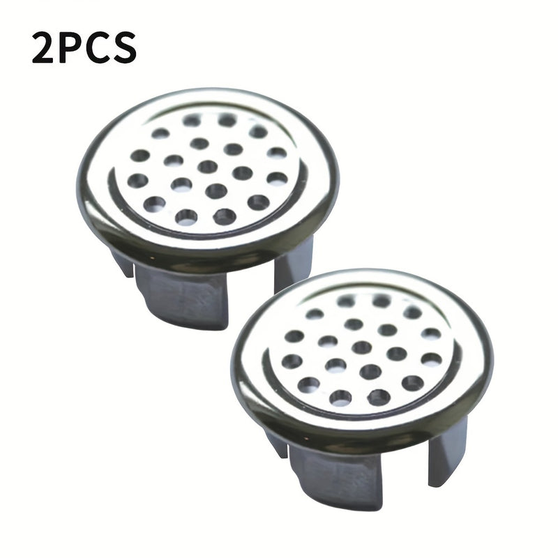 2 piezas/Paquete Cubierta de Rebaba para Fregadero de Cocina o Baño en Plástico ABS, Inserción Redonda Cromada para Agujero de Desagüe, Accesorio para Lavabo