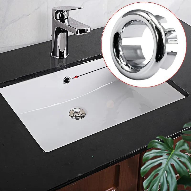 2/4pcs Cubierta de Desbordamiento de Agujero de Fregadero de Plástico para Cocina y Baño, Tapa de Desagüe de Baño, Tapón Redondo de Desbordamiento para Lavabo