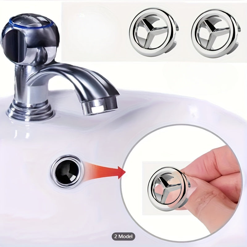 2 piezas/Paquete Cubierta de Rebaba para Fregadero de Cocina o Baño en Plástico ABS, Inserción Redonda Cromada para Agujero de Desagüe, Accesorio para Lavabo