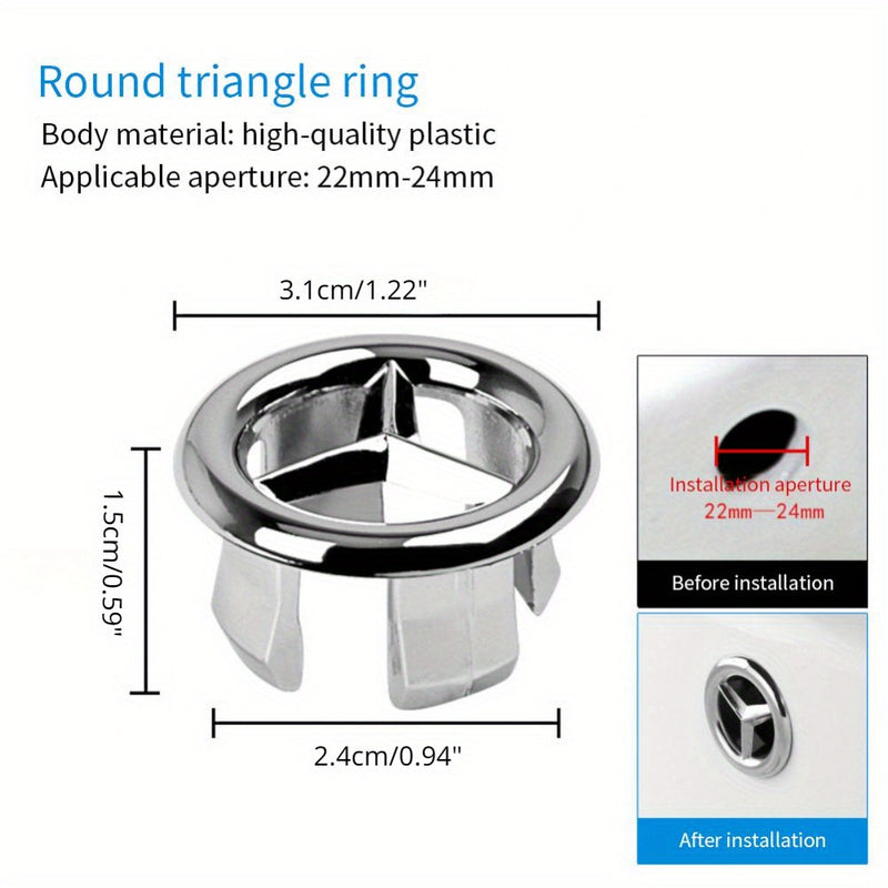 2 piezas/Paquete Cubierta de Rebaba para Fregadero de Cocina o Baño en Plástico ABS, Inserción Redonda Cromada para Agujero de Desagüe, Accesorio para Lavabo