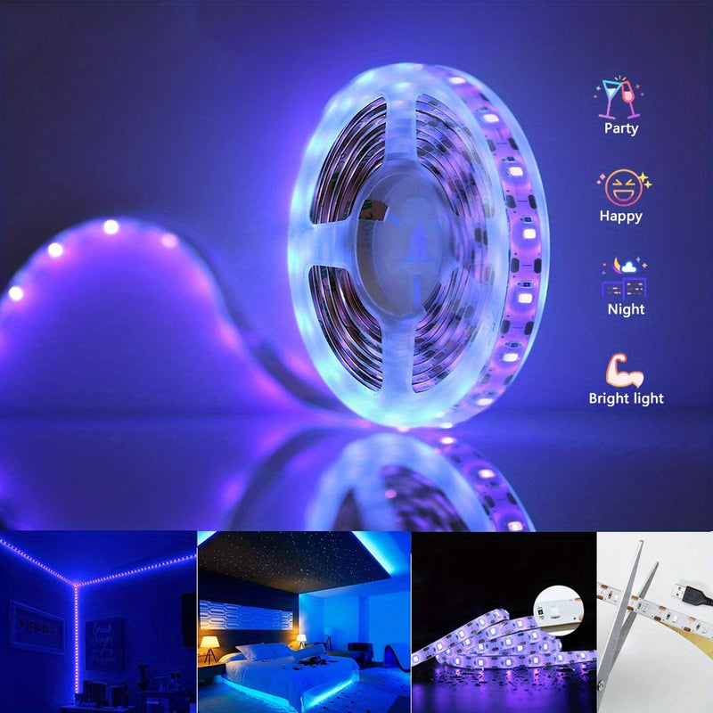 Tira de Luz Negra LED Flexible Alimentada por USB de 19.99 metros - Brillo Neón Vibrante para Fiestas, Vacaciones y Decoración del Hogar, Ideal para Navidad, Halloween, Cumpleaños, Gabinetes de Vidrio y Más, Decoraciones de Fiesta | Iluminación Creativa