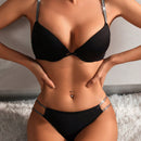 Conjunto De Lenceria De Tirantes Tejidos Chispeantes Para Mujeres